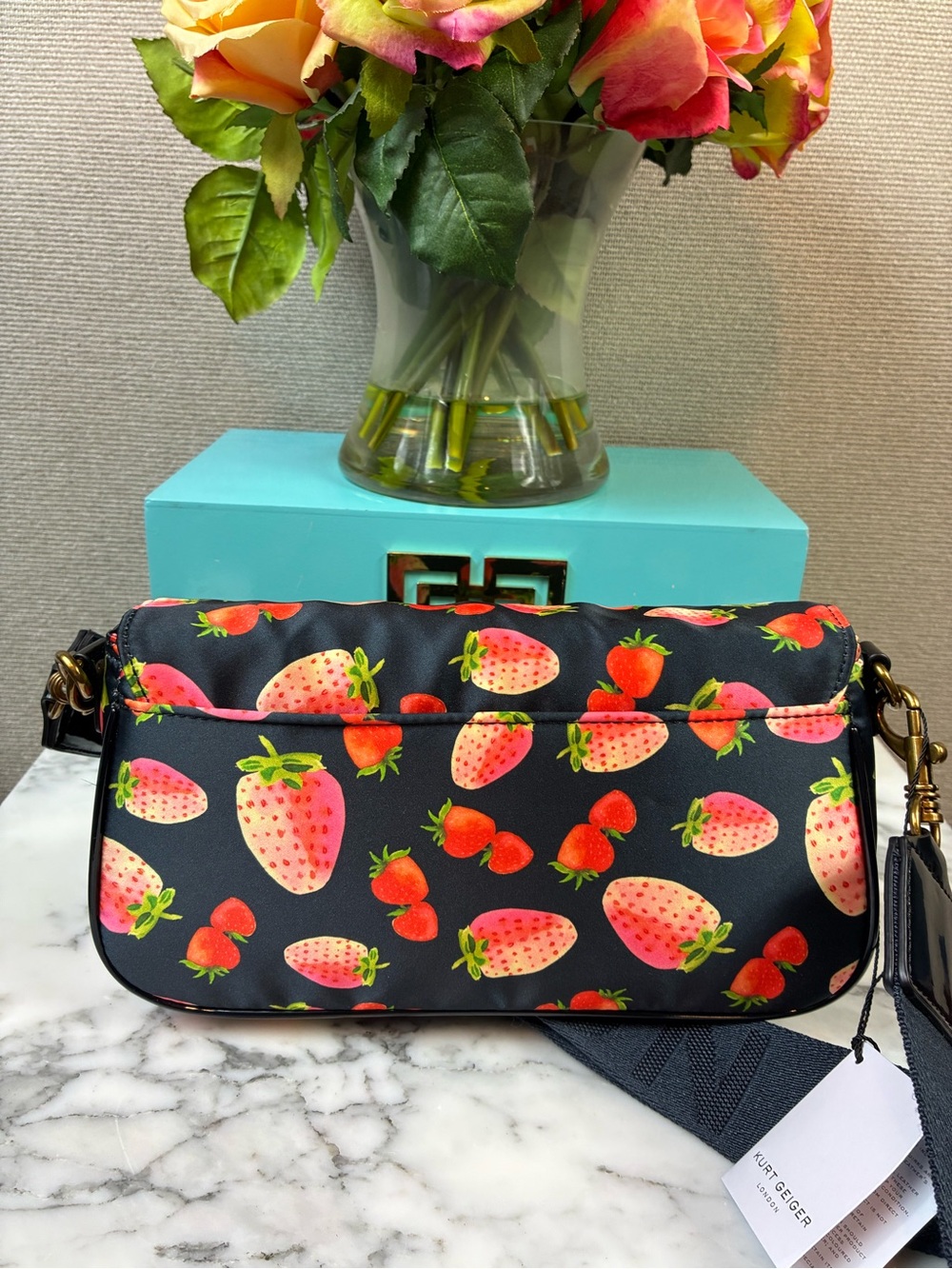 Kurt Geiger Strawberry Portobello Nylon Flap Bag - NWT 🍓 - Picture 5 of 11